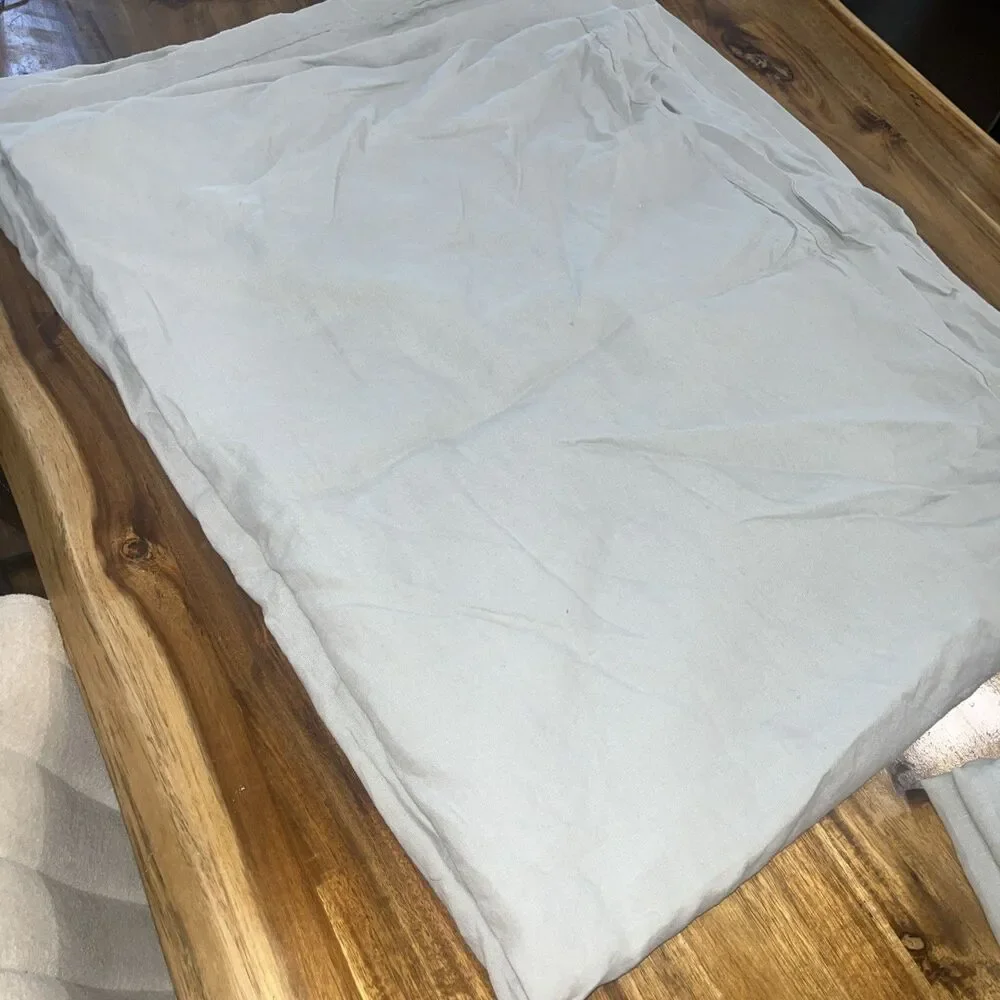 European Linen Double Flange Duvet Cover Set King/cal King Mist Msrp $215
